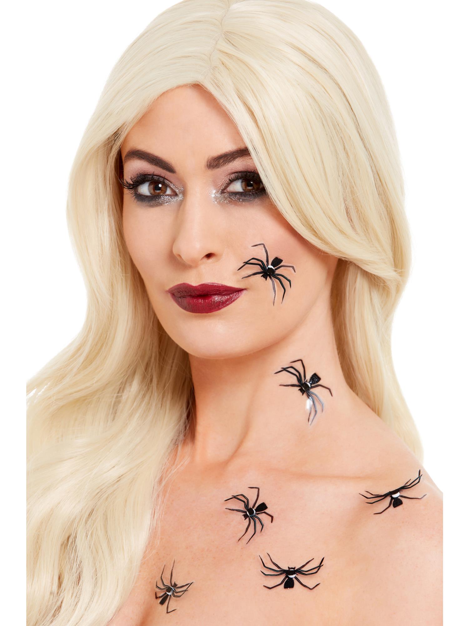 Smiffys 3D Spider Stickers schwarze Spinnensticker für Make-up-FX – Produktansicht