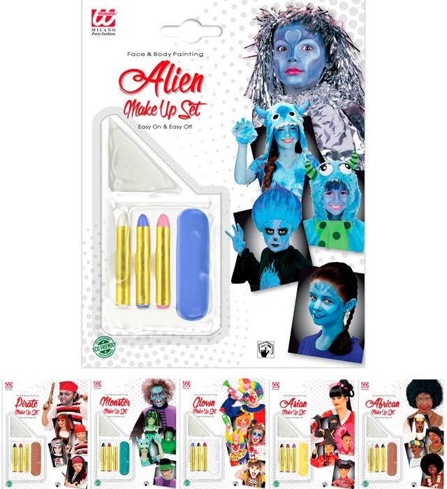 Schminkset mit verschiedenen Farben und Designs für Fasnacht und Karneval