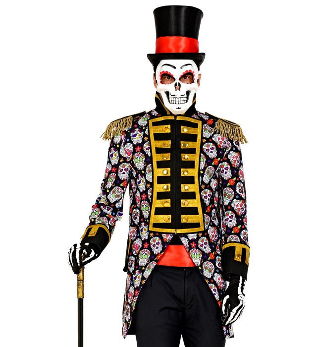 Herren Paradefrack im Dia de los Muertos Design mit farbenfrohen Totenkopf-Motiven