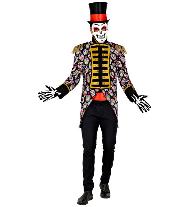 Herren Paradefrack im Dia de los Muertos Design mit farbenfrohen Totenkopf-Motiven