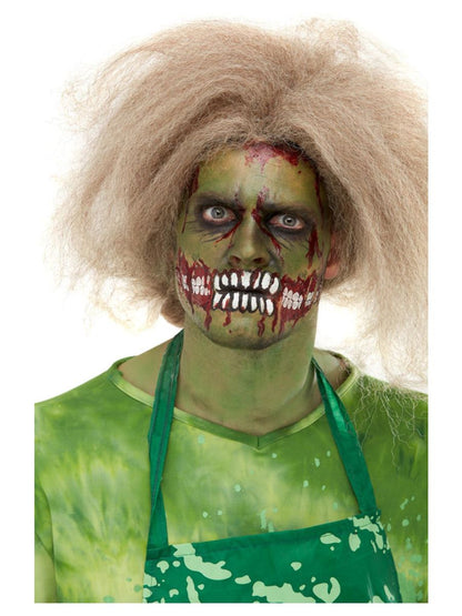 Make-Up Zombie Face Kit, Grün, mit Schminke, Blut, Stiften, Transfer & Schwamm