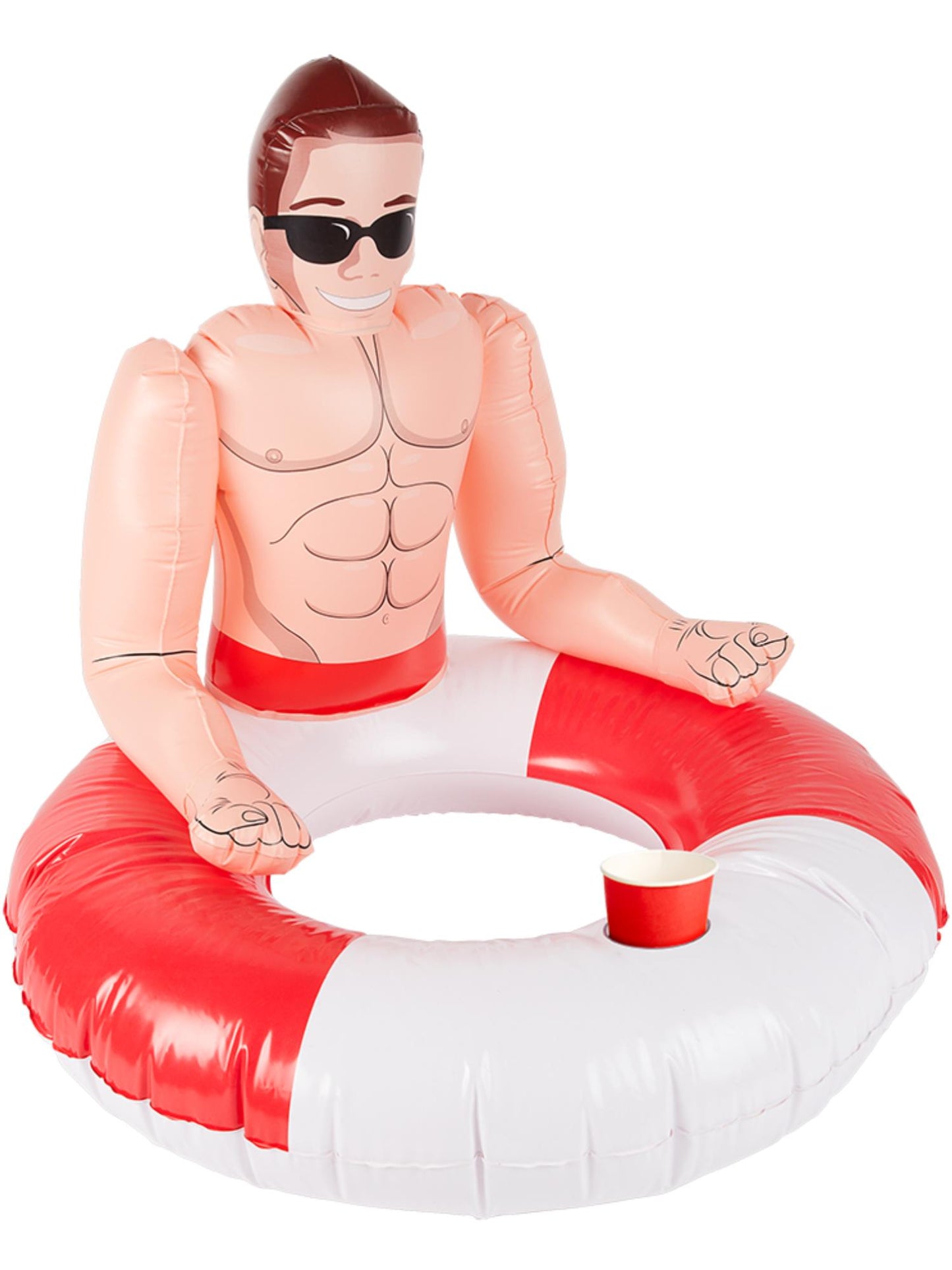 Smiffys Hawaiian Inflatable Lifeguard Hunk Schwimmring in Rot und Weiss, 88 cm