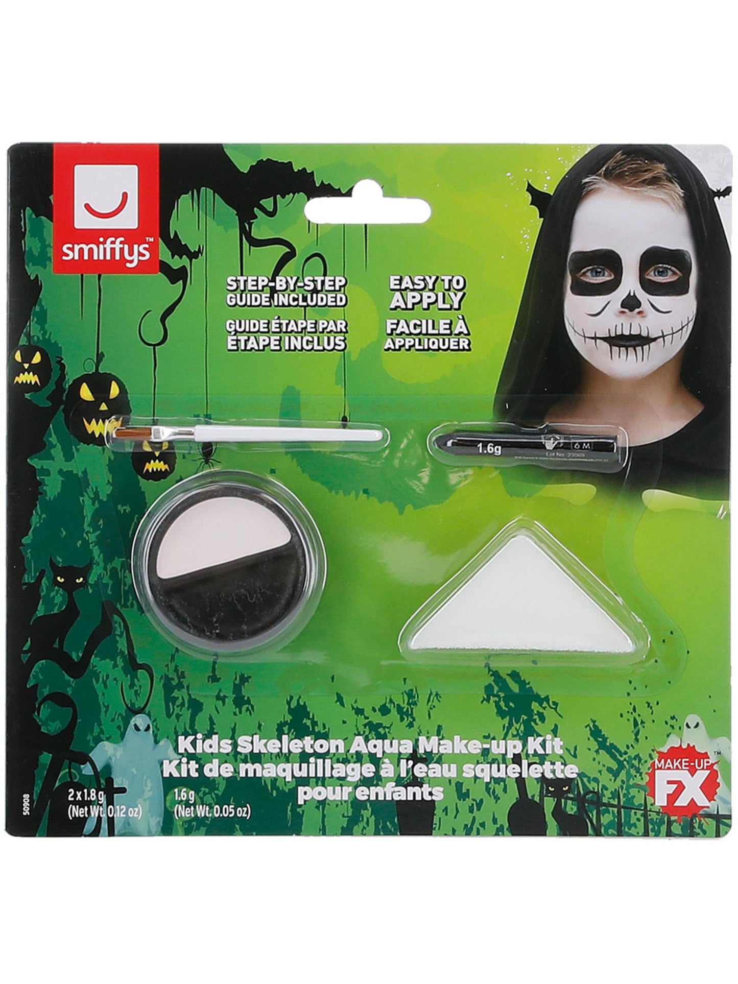 Smiffys Make-Up FX, Kids Skeleton Kit, Aqua, Black CD für Unisex