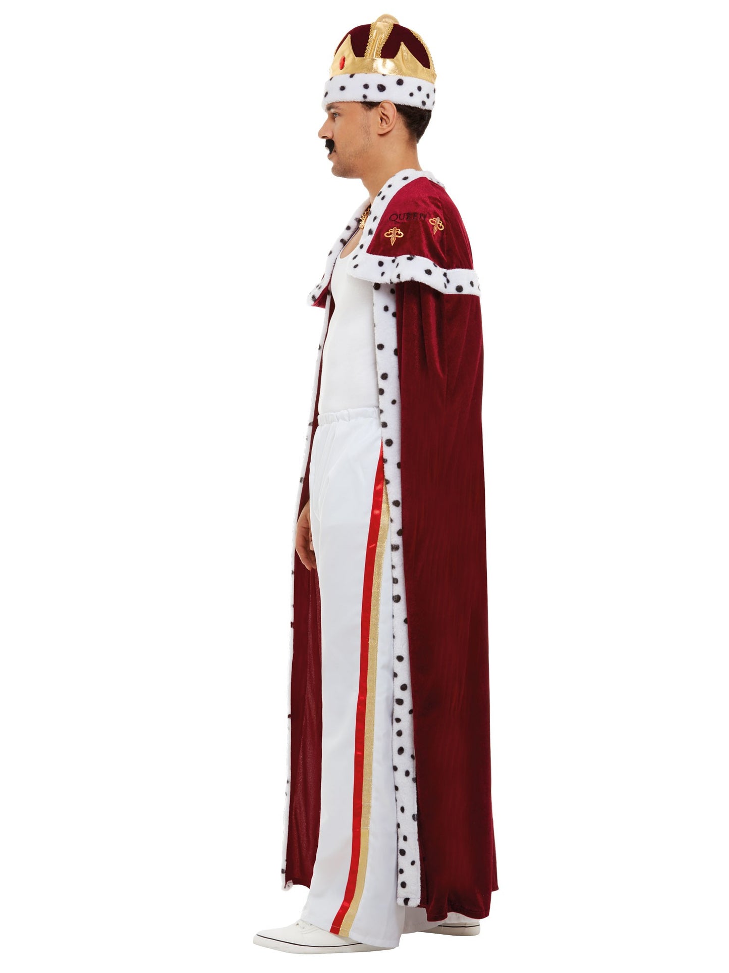 Smiffys Queen Deluxe Royal Costume Rot für Herren mit Robe, Hose und Krone – Seitenansicht