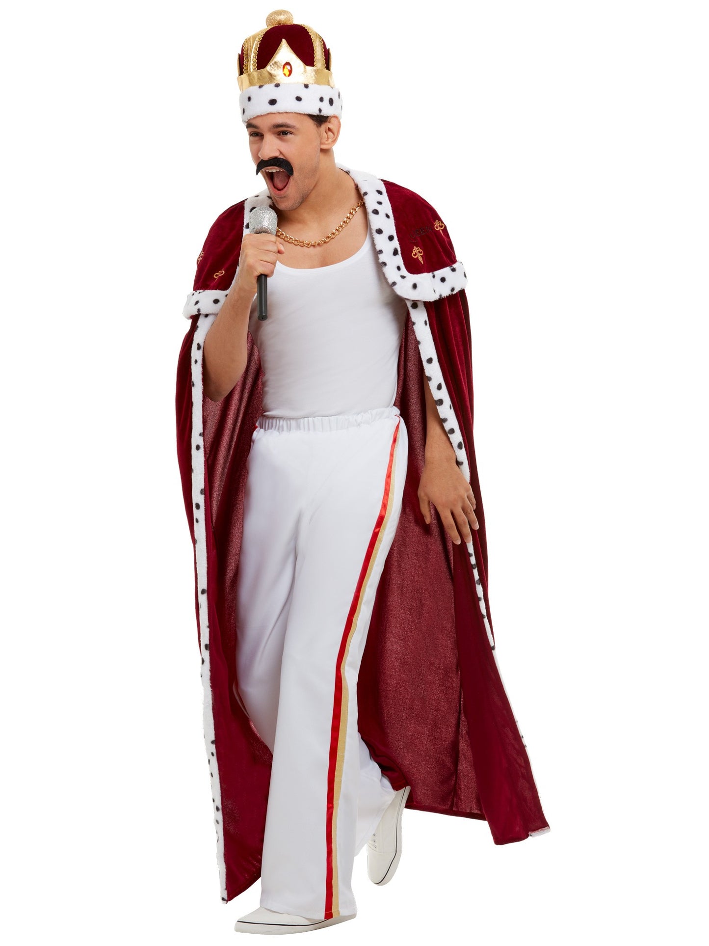 Smiffys Queen Deluxe Royal Costume Rot für Herren mit Robe, Hose und Krone – Produktansicht