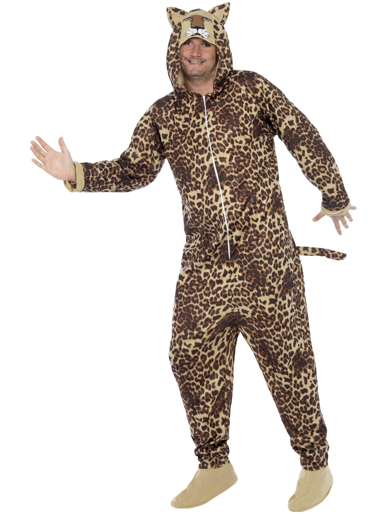 Smiffys Leopardenkostüm Braun Unisex mit Kapuze