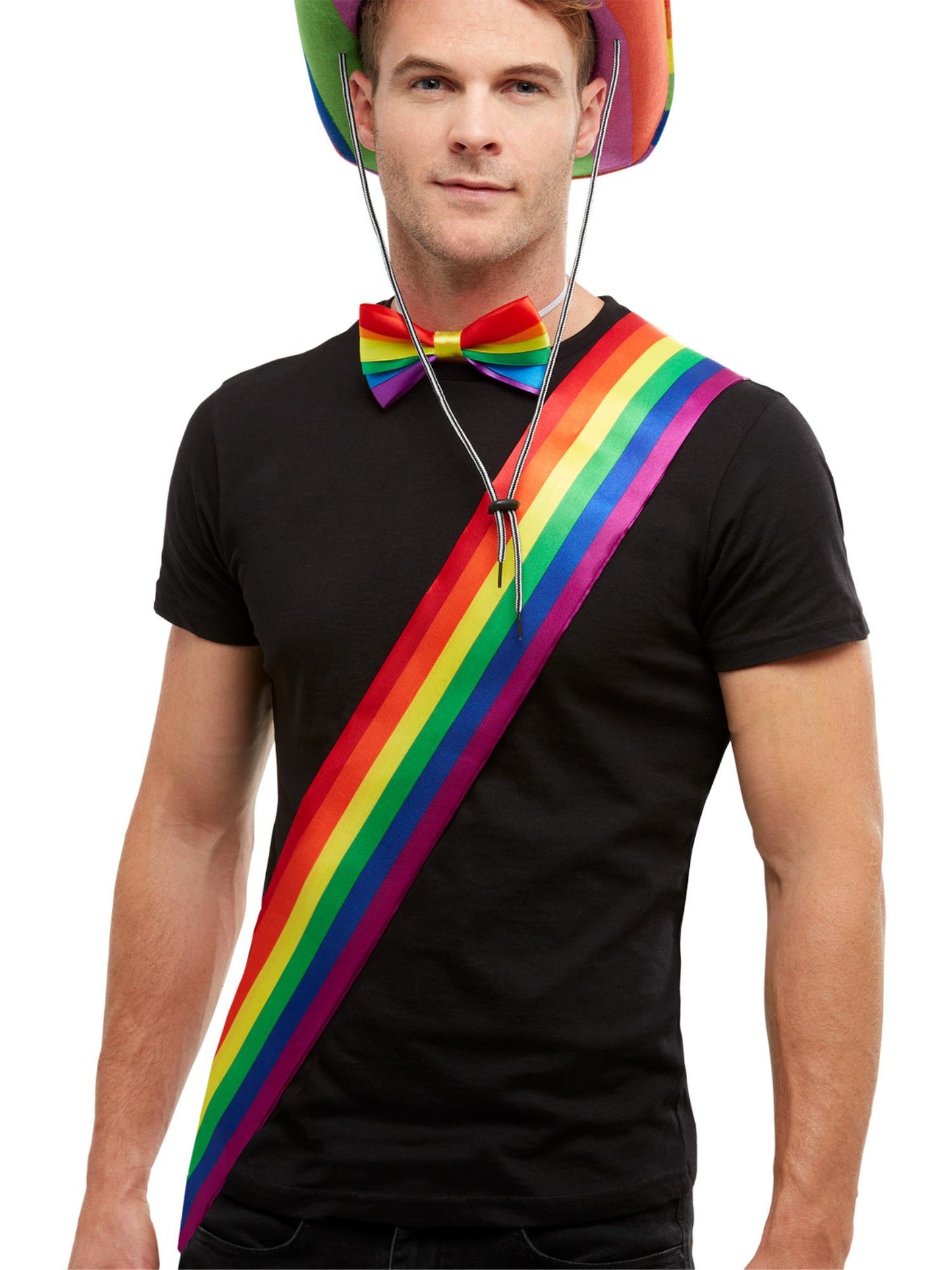 Smiffys GAYPRIDE Rainbow Sash mehrfarbiges Pride-Accessoire für Erwachsene