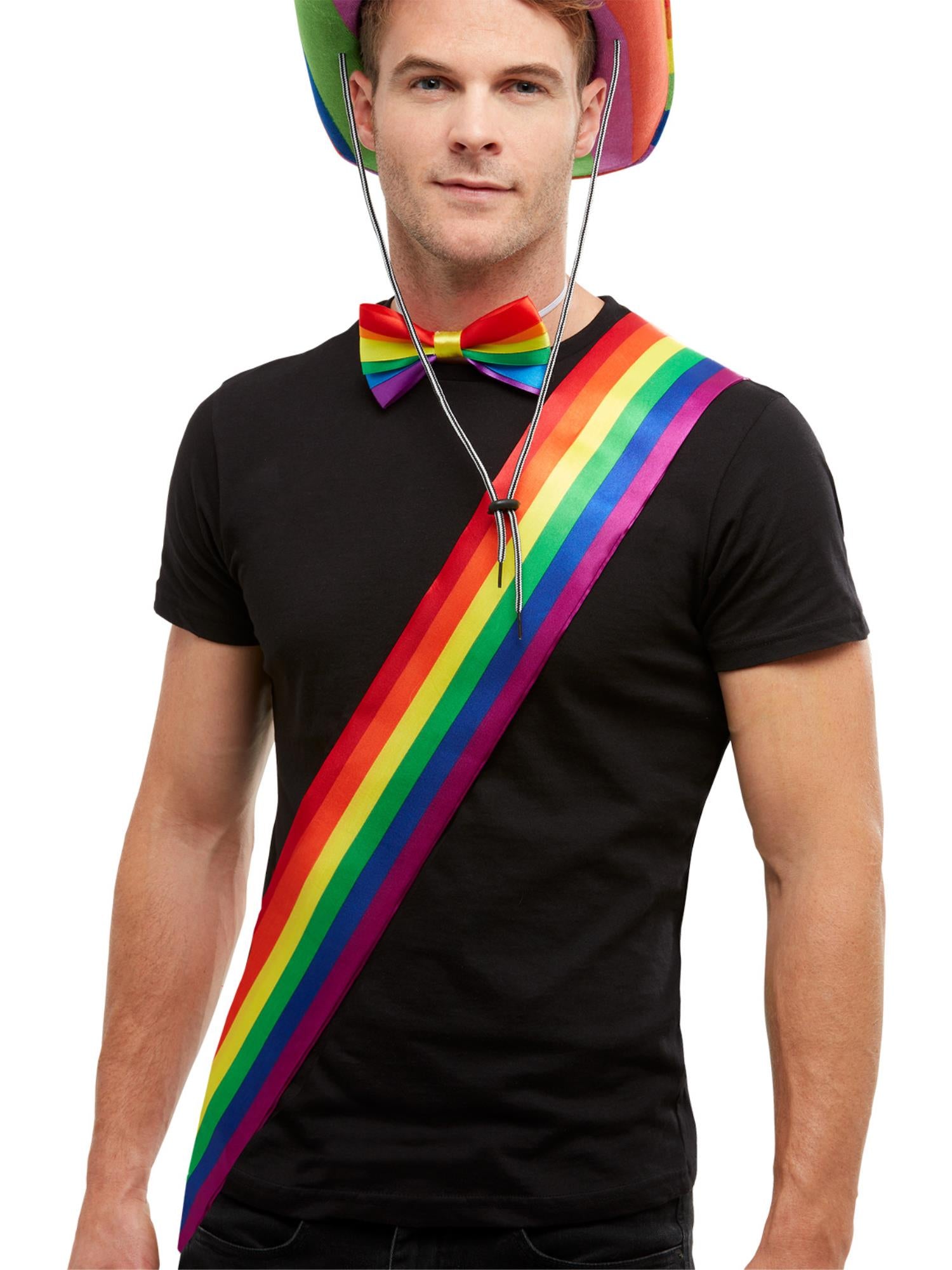 Smiffys GAYPRIDE Rainbow Sash mehrfarbiges Pride-Accessoire für Erwachsene