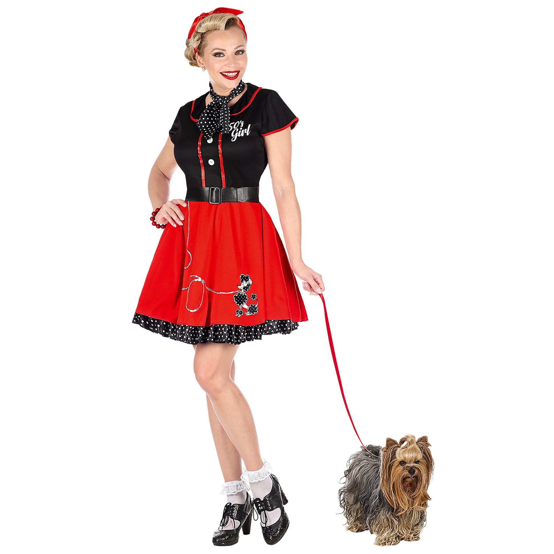 "50er JAHRE GIRL" (Kleid mit Petticoat, Gürtel, Halstuch) – Detailansicht