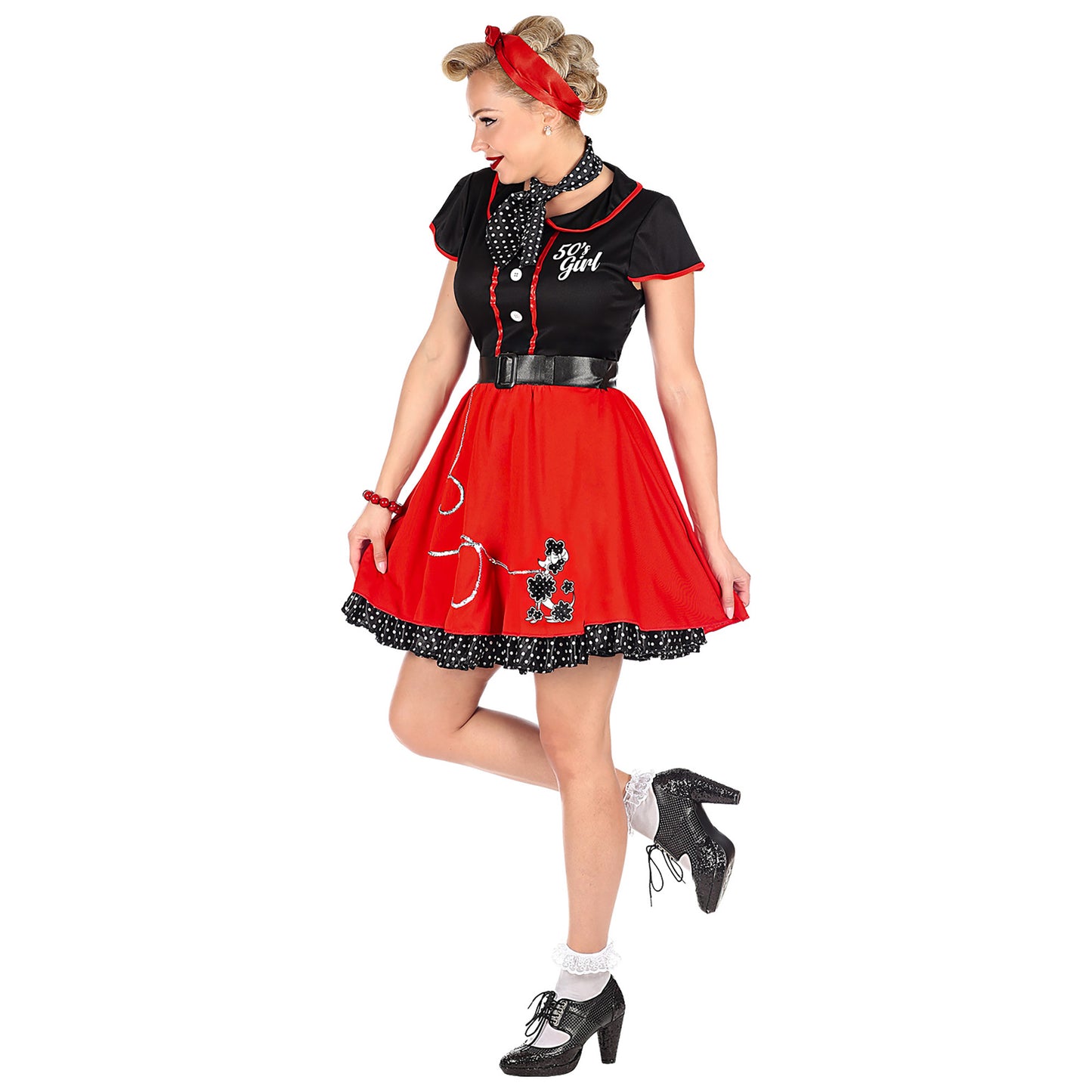 "50er JAHRE GIRL" (Kleid mit Petticoat, Gürtel, Halstuch) – Ansicht 3
