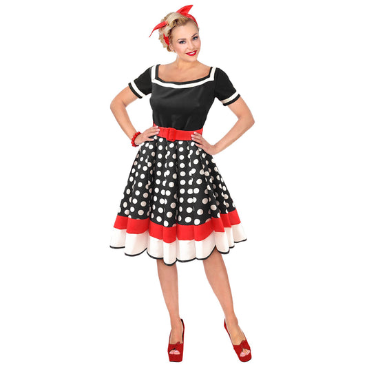 "50er JAHRE MODE" (Kleid mit Petticoat, Gürtel) – Vorderansicht