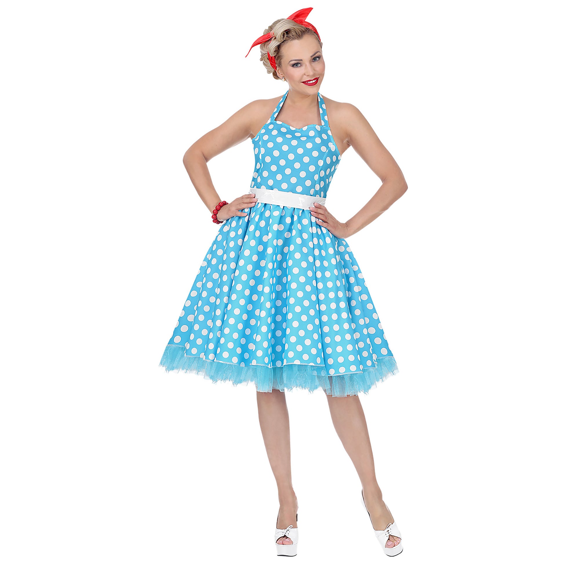 "50er JAHRE MODE" (Kleid mit Petticoat, Gürtel) – Vorderansicht