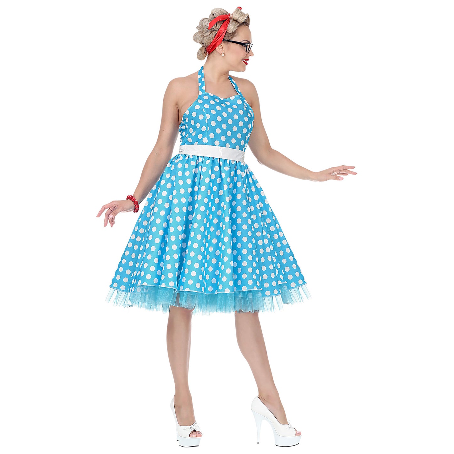 "50er JAHRE MODE" (Kleid mit Petticoat, Gürtel) – Detailansicht