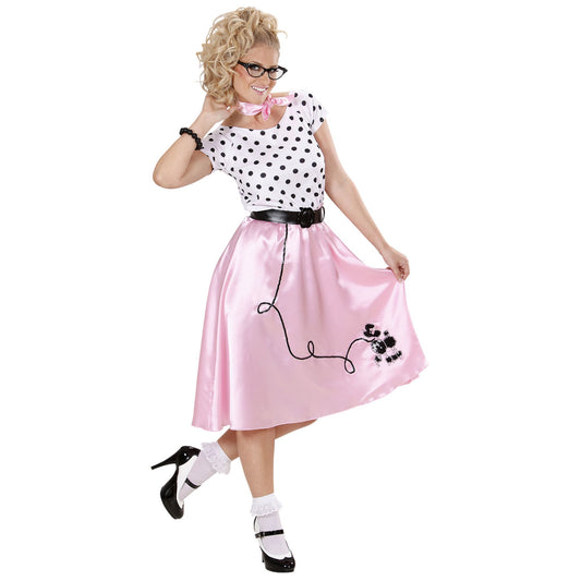 "50ER JAHRE PUDEL GIRL" (Kleid, Gürtel, Halstuch) – Vorderansicht