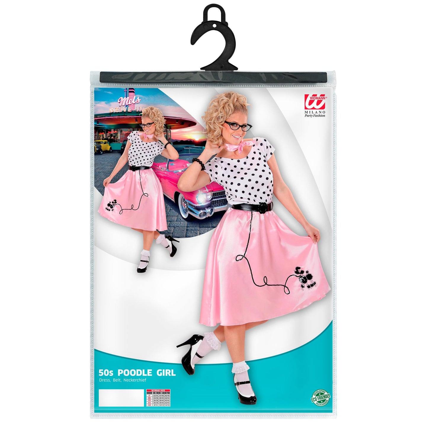 "50ER JAHRE PUDEL GIRL" (Kleid, Gürtel, Halstuch) – Detailansicht