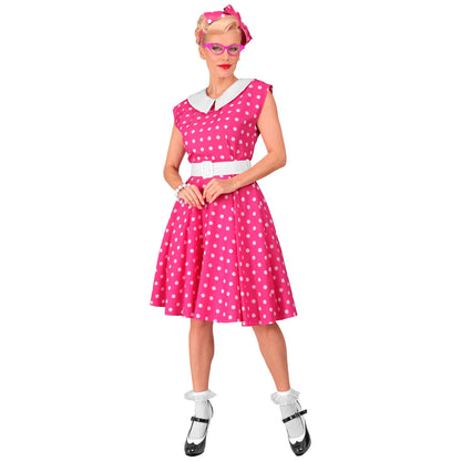 "50er JAHRE ROCK'N'ROLL MODE HOT PINK" (Kleid mit Petticoat, Gürtel, Haarband) – Ansicht 3