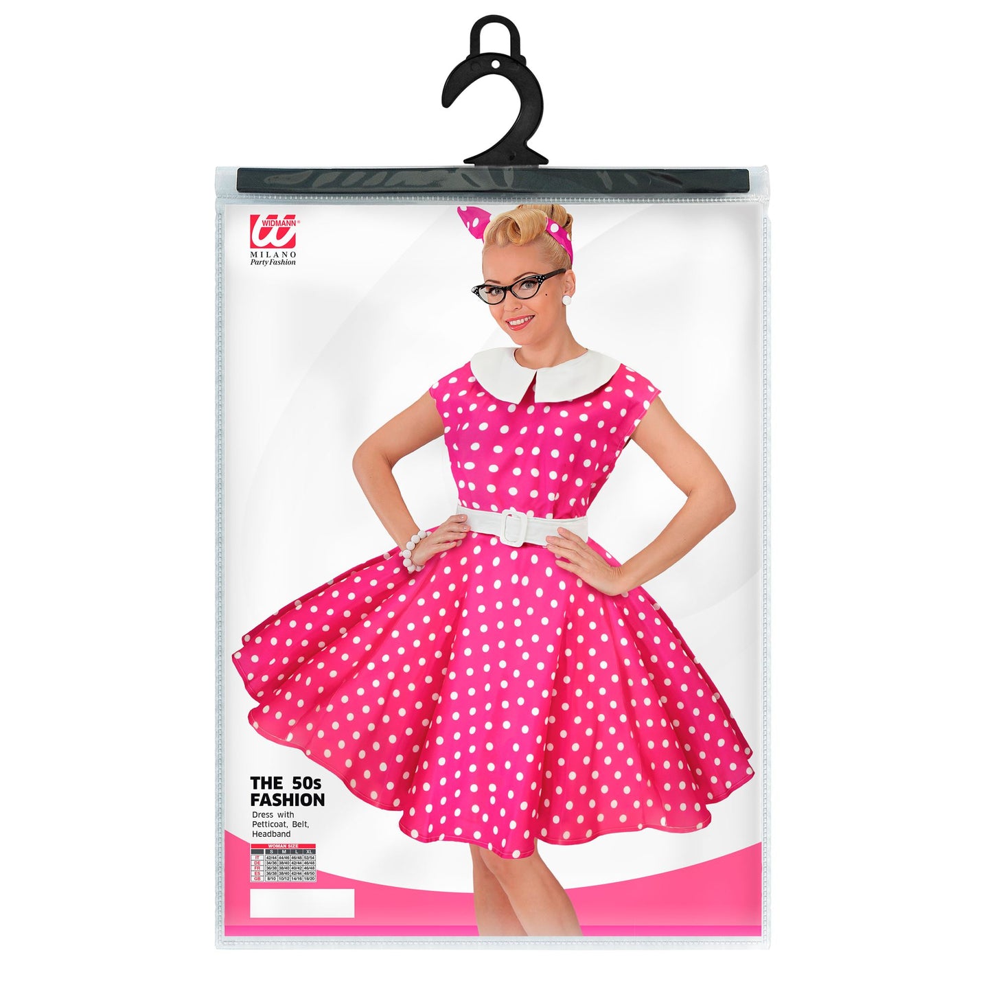"50er JAHRE ROCK'N'ROLL MODE HOT PINK" (Kleid mit Petticoat, Gürtel, Haarband) – Ansicht 5
