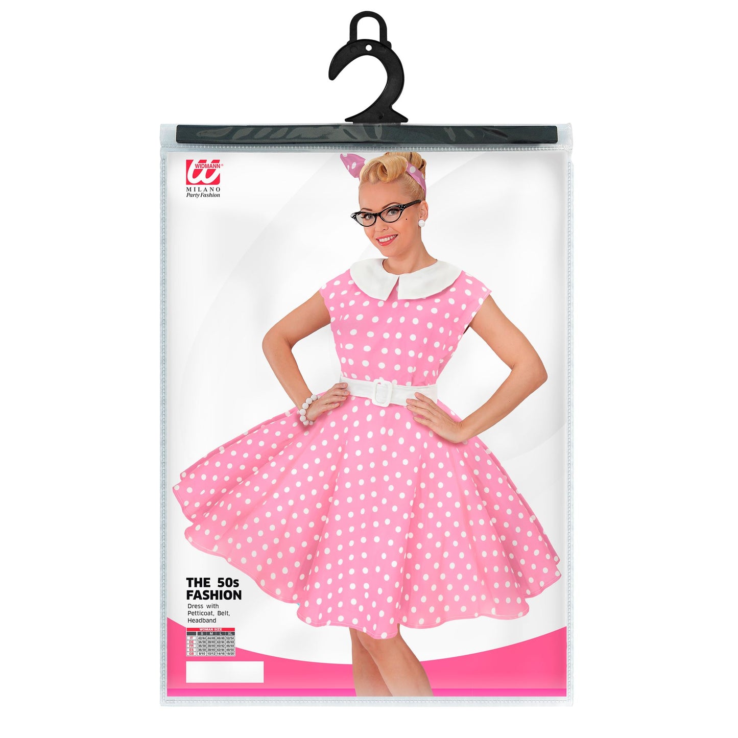 "50er JAHRE ROCK'N'ROLL MODE ROSA" (Kleid mit Petticoat, Gürtel, Haarband) – Ansicht 5
