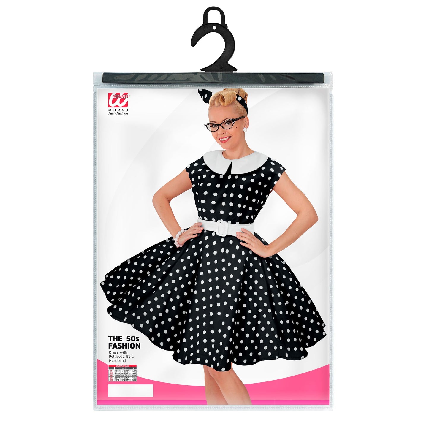 "50er JAHRE ROCK'N'ROLL MODE SCHWARZ" (Kleid mit Petticoat, Gürtel, Haarband) – Ansicht 5