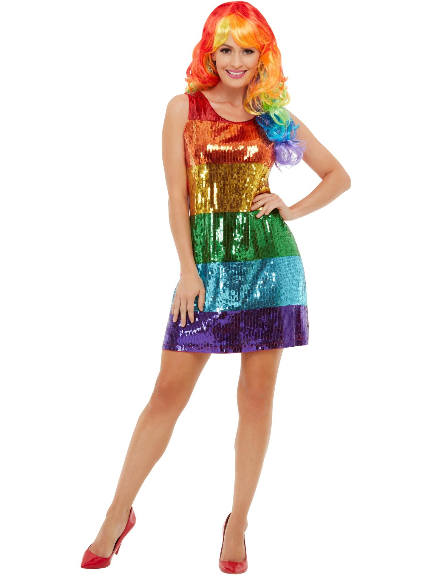 Smiffys GAYPRIDE All That Glitters Rainbow Costume, Multi-Coloured CS für Damen