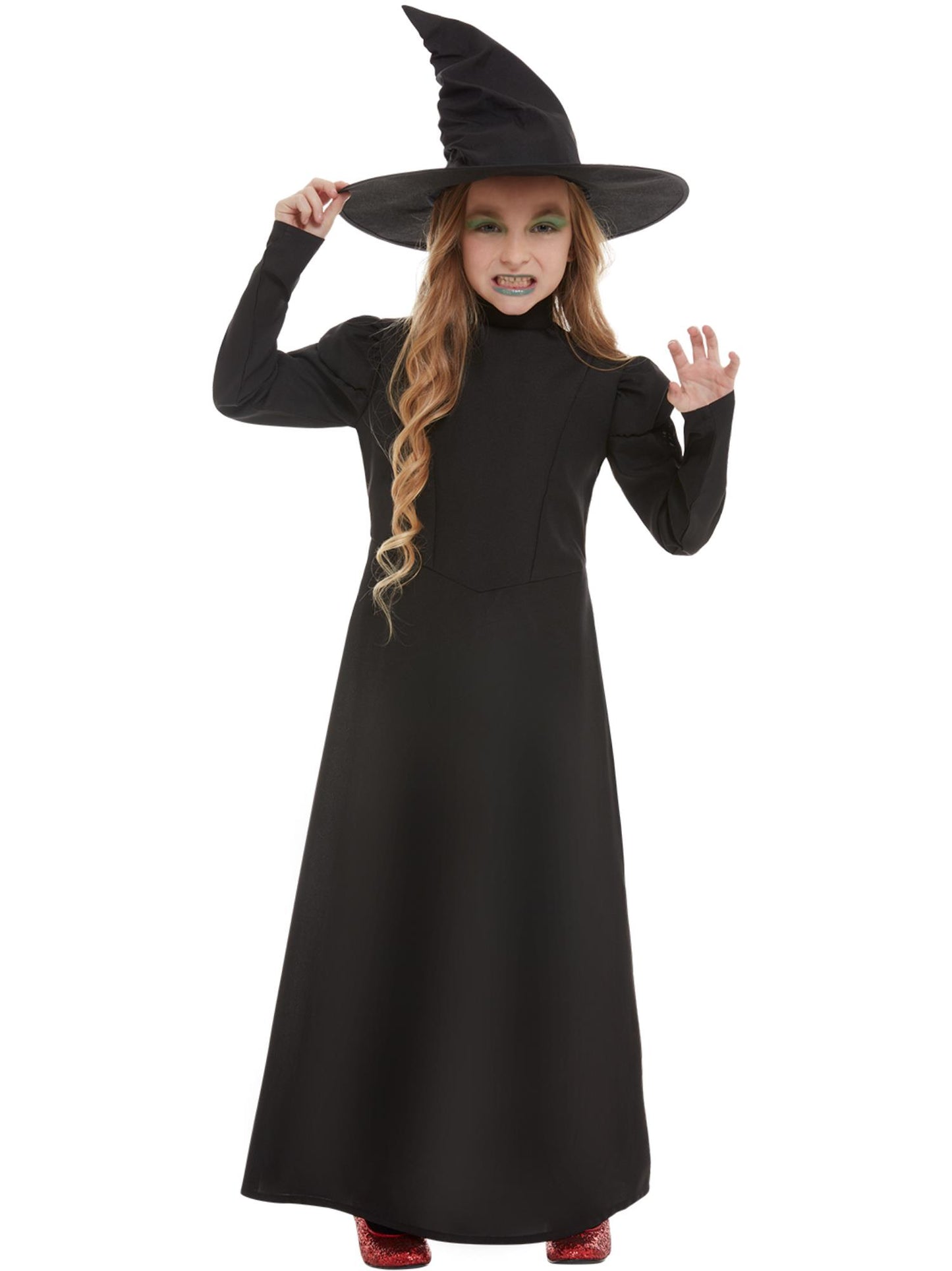 Smiffys Wicked Witch Kinderkostüm mit Kleid und Hut – Produktansicht