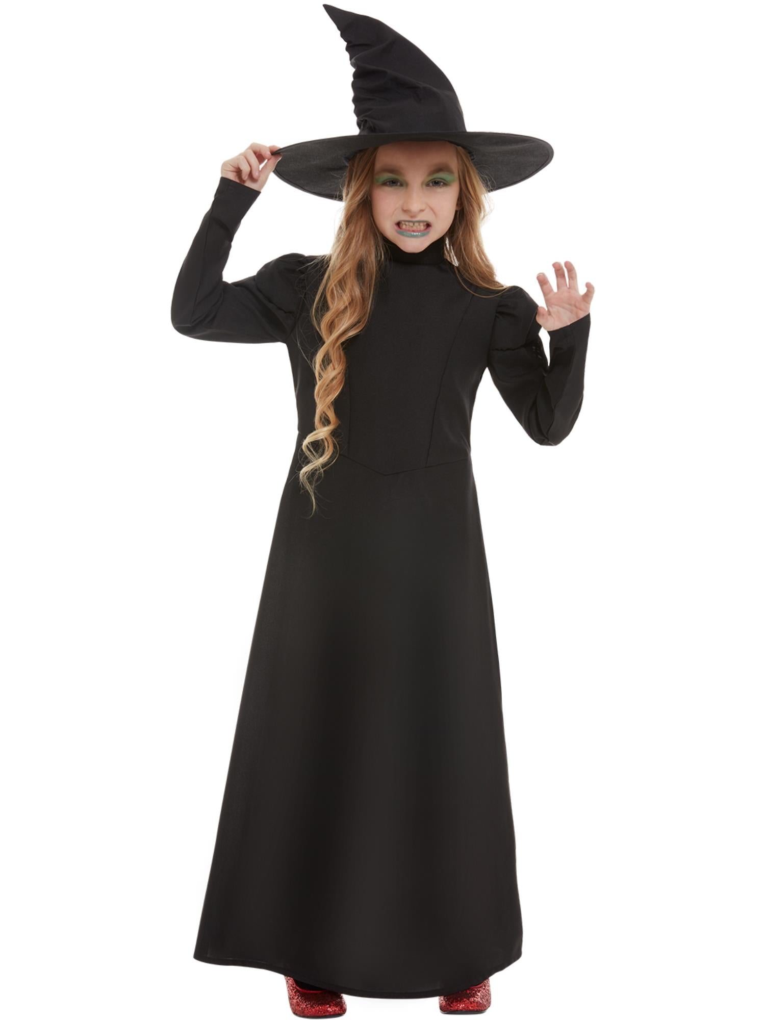 Smiffys Wicked Witch Kinderkostüm mit Kleid und Hut – Produktansicht