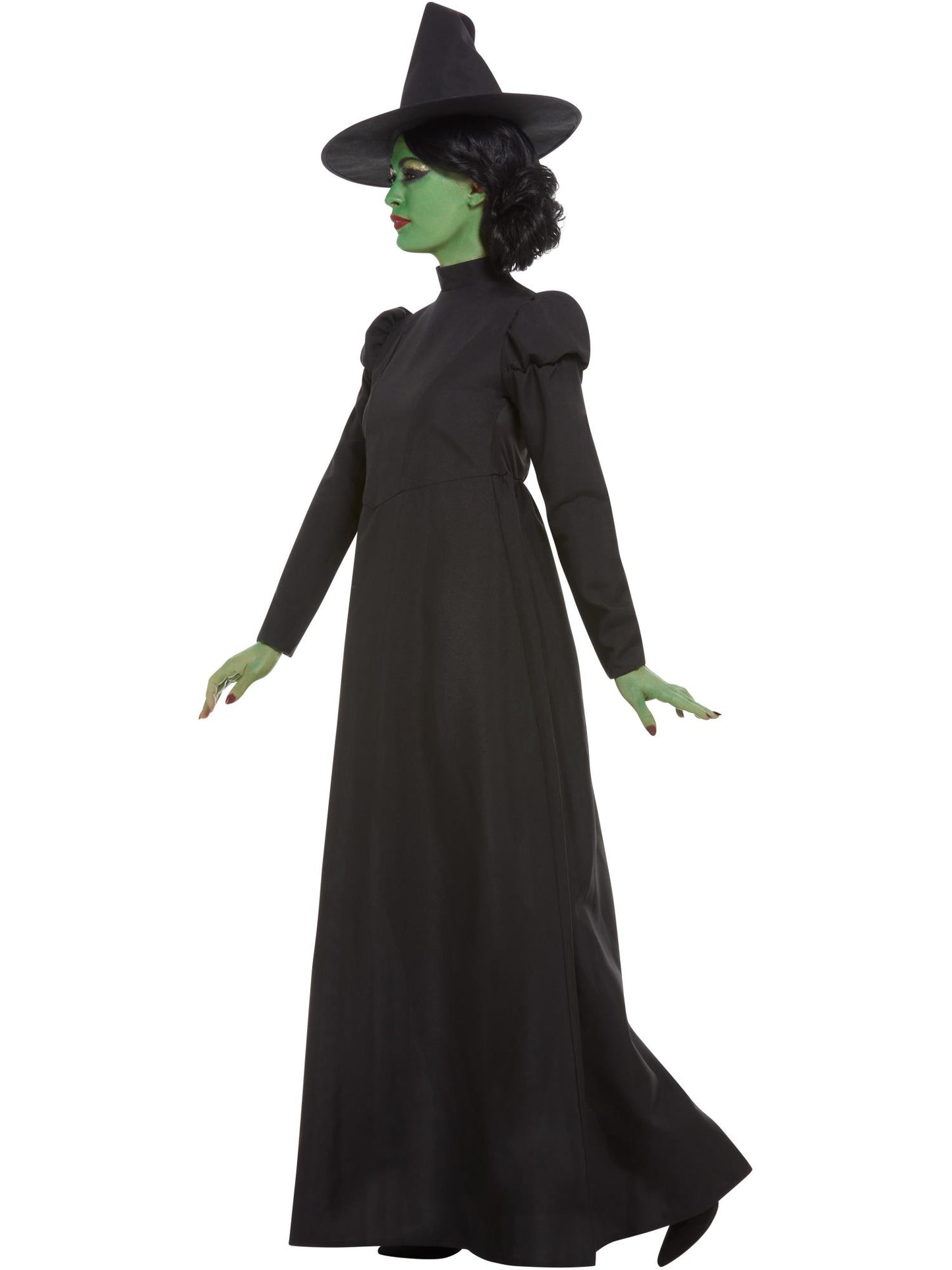 Smiffys Wicked Witch Kostüm für Damen in Schwarz mit Kleid und Hexenhut – Seitenansicht