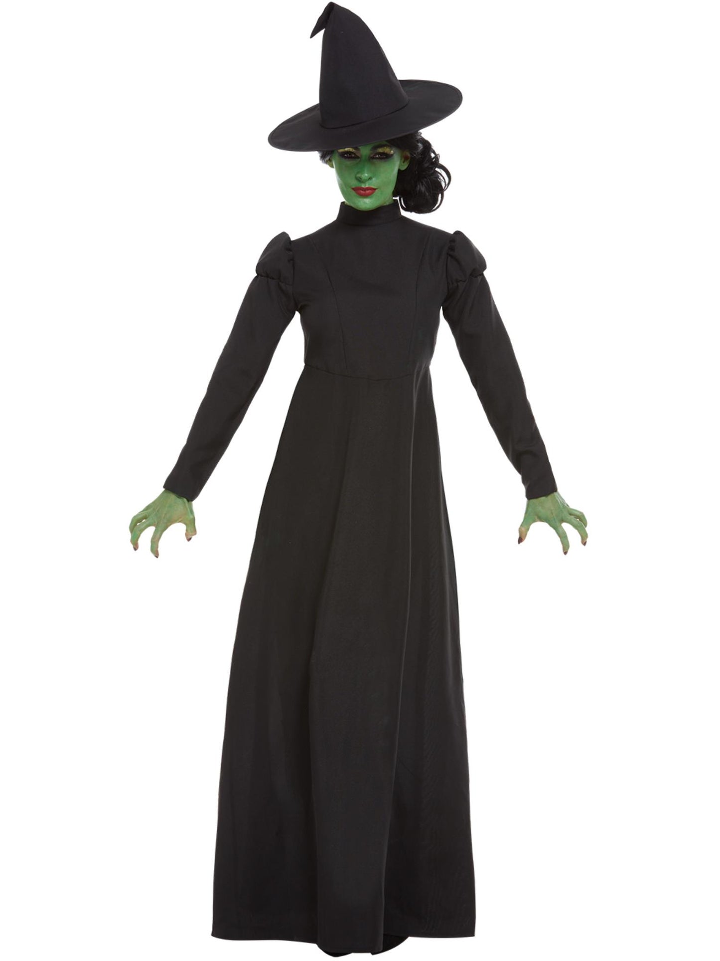 Smiffys Wicked Witch Kostüm für Damen in Schwarz mit Kleid und Hexenhut – Produktansicht
