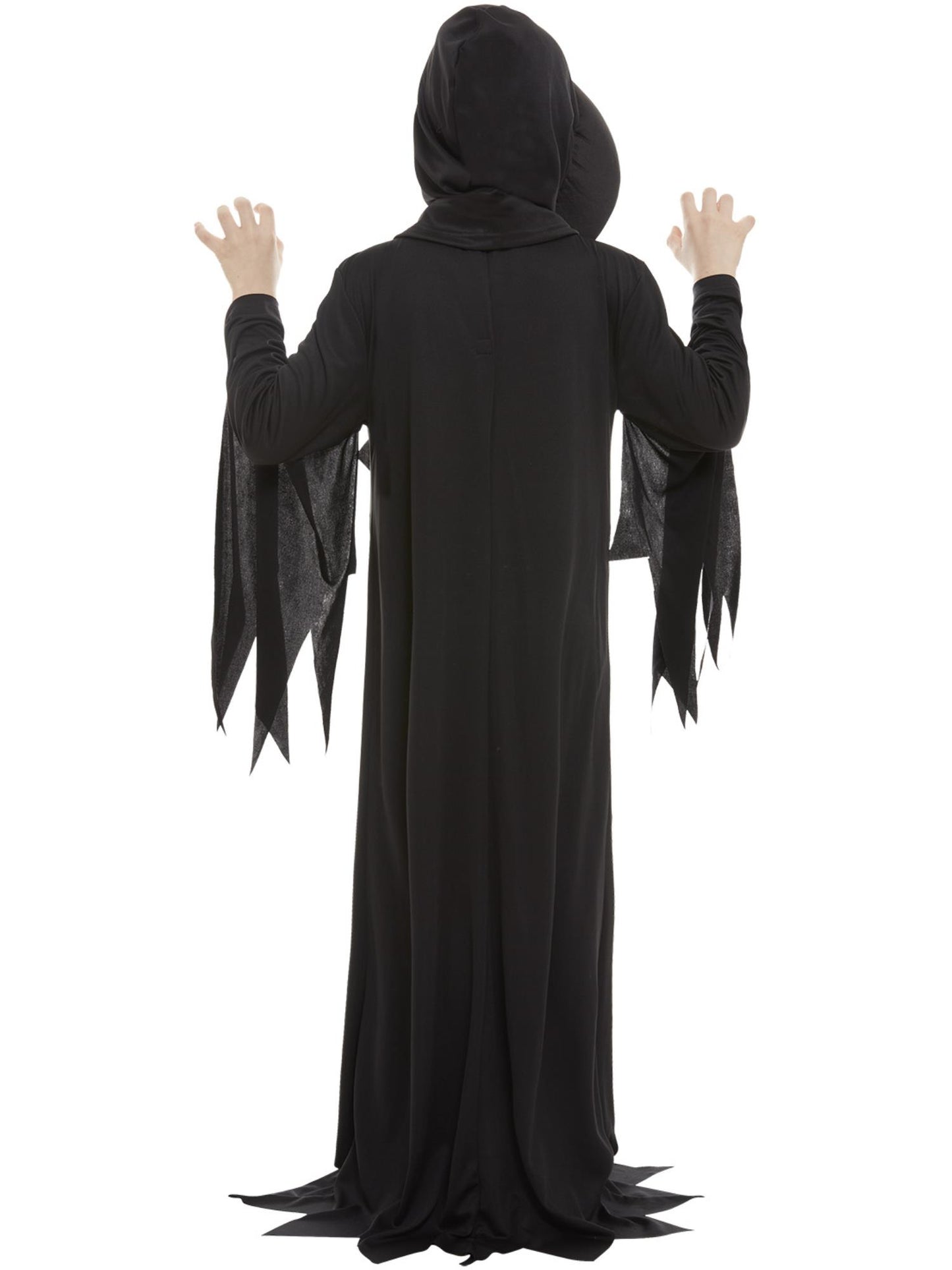 Smiffys Skeleton Reaper Kostüm schwarz mit Robe und Kapuze mit Maske – Detailansicht
