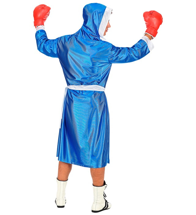 Blaues Boxer-Kostüm-Set mit Kapuzenumhang, Gürtel und Shorts