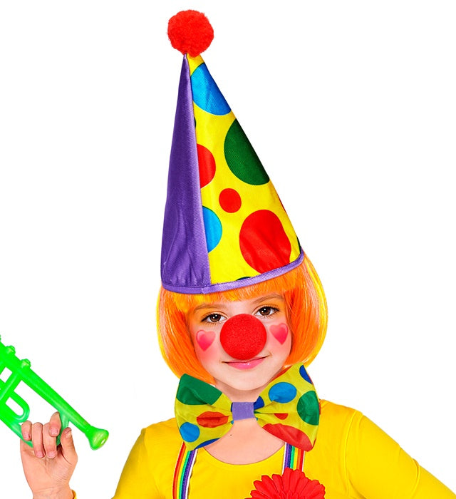 Clown Dress-Up Set mit buntem Hut, roter Nase und Fliege