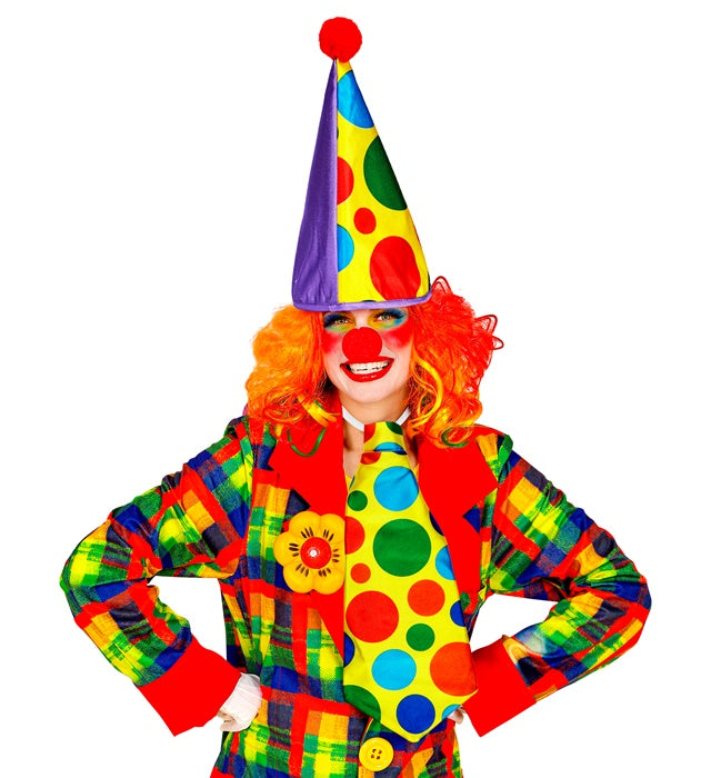Clown Dress-Up Set bestehend aus Hut, großer Krawatte und roter Nase für Fasnacht
