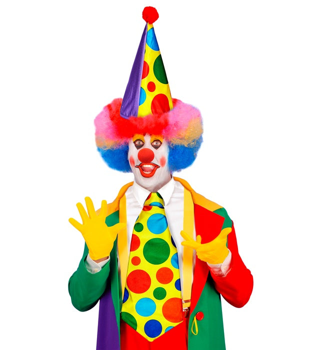 Clown Dress-Up Set bestehend aus Hut, großer Krawatte und roter Nase für Fasnacht