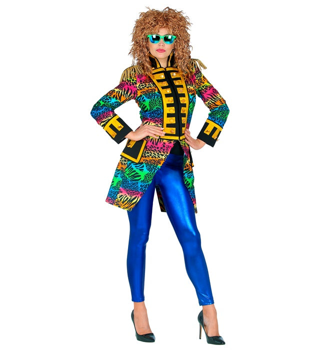 80er Jahre Style Damen Paradefrack in bunten Farben für Fasnacht und Kostümparty