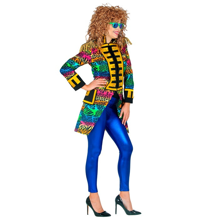 80er Jahre Style Damen Paradefrack in bunten Farben für Fasnacht und Kostümparty