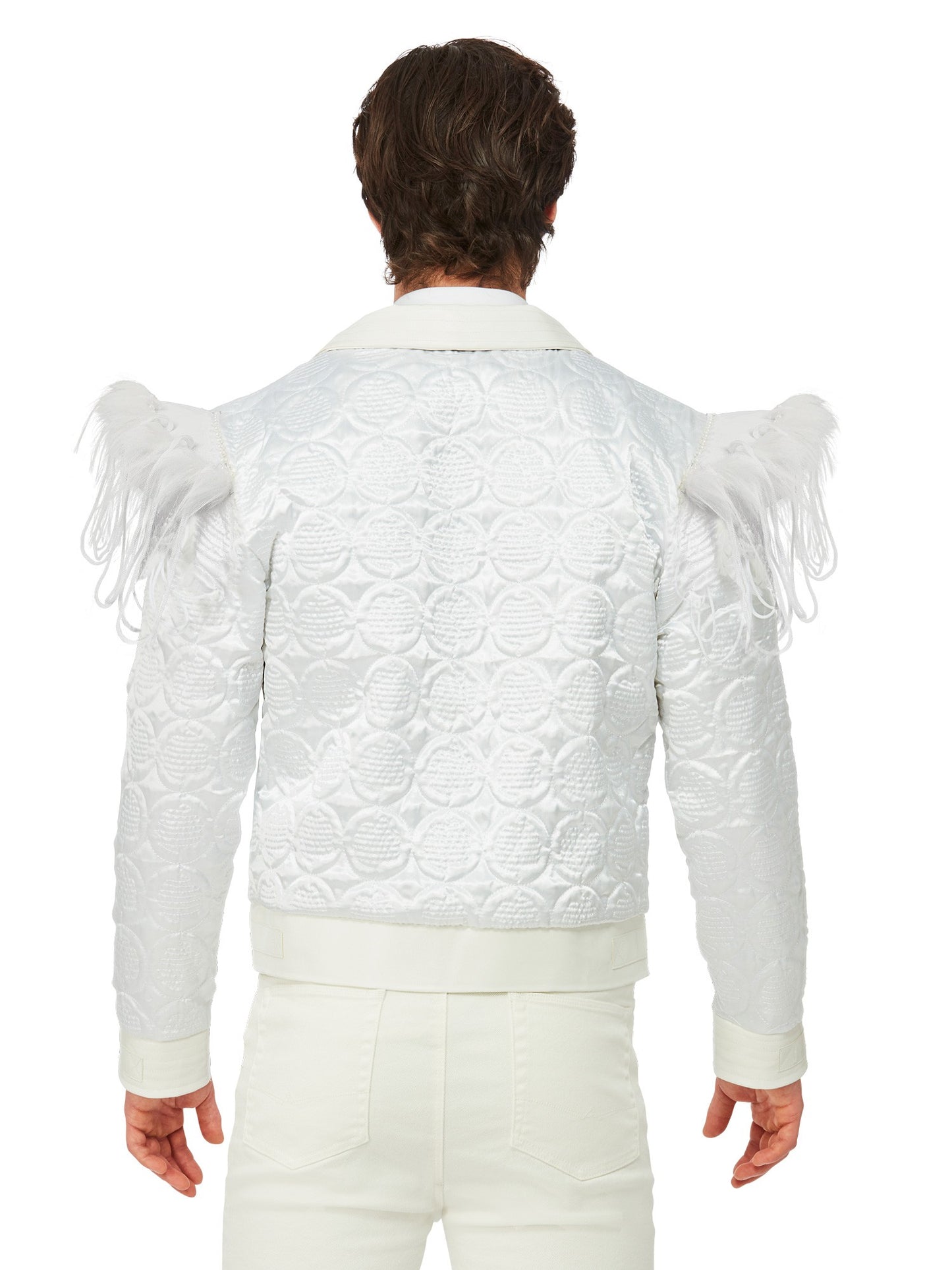 Smiffys Elton John weisse Federjacke für Herren mit Schulterdetails – Detailansicht