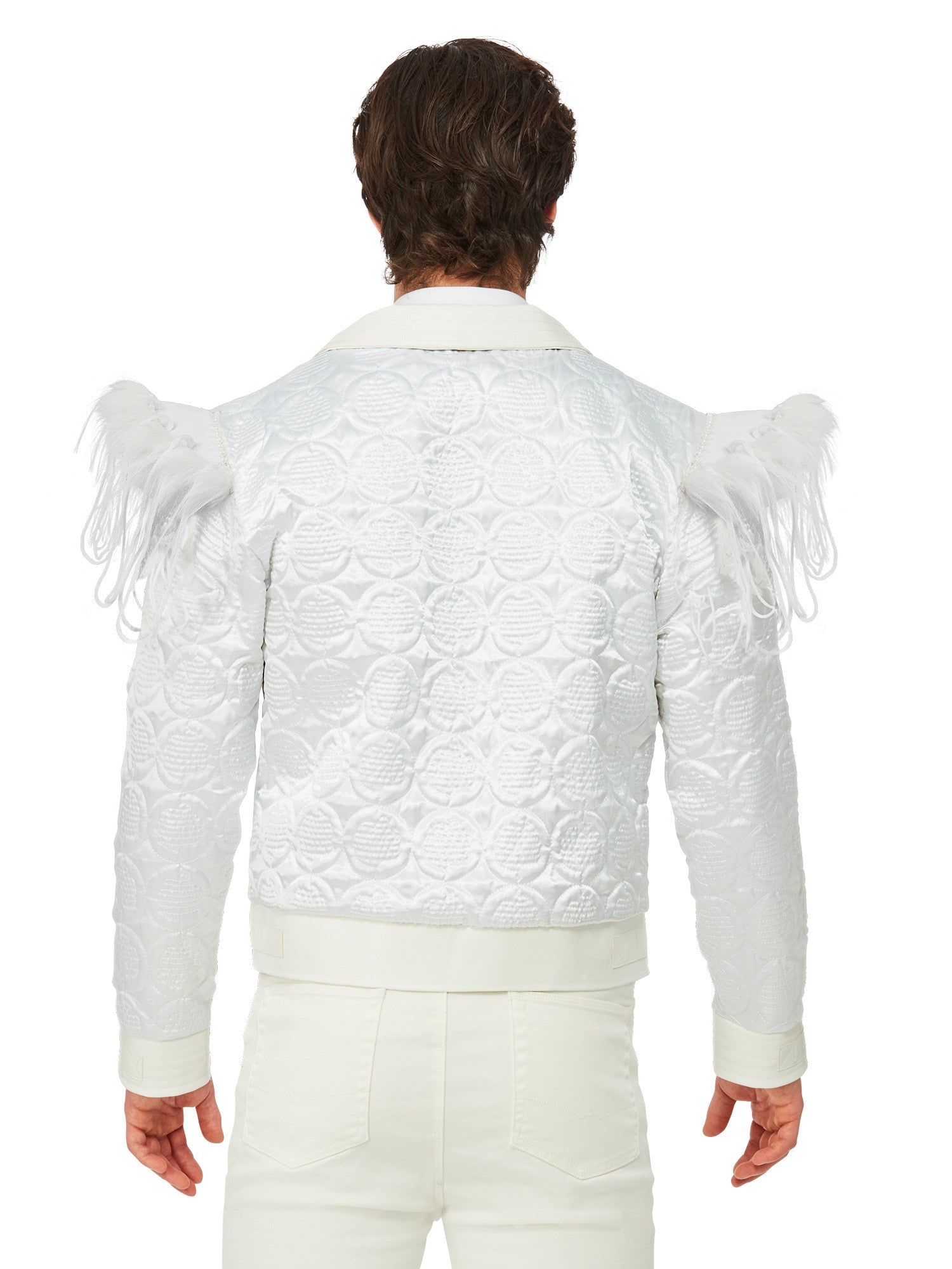 Smiffys Elton John weisse Federjacke für Herren mit Schulterdetails – Detailansicht