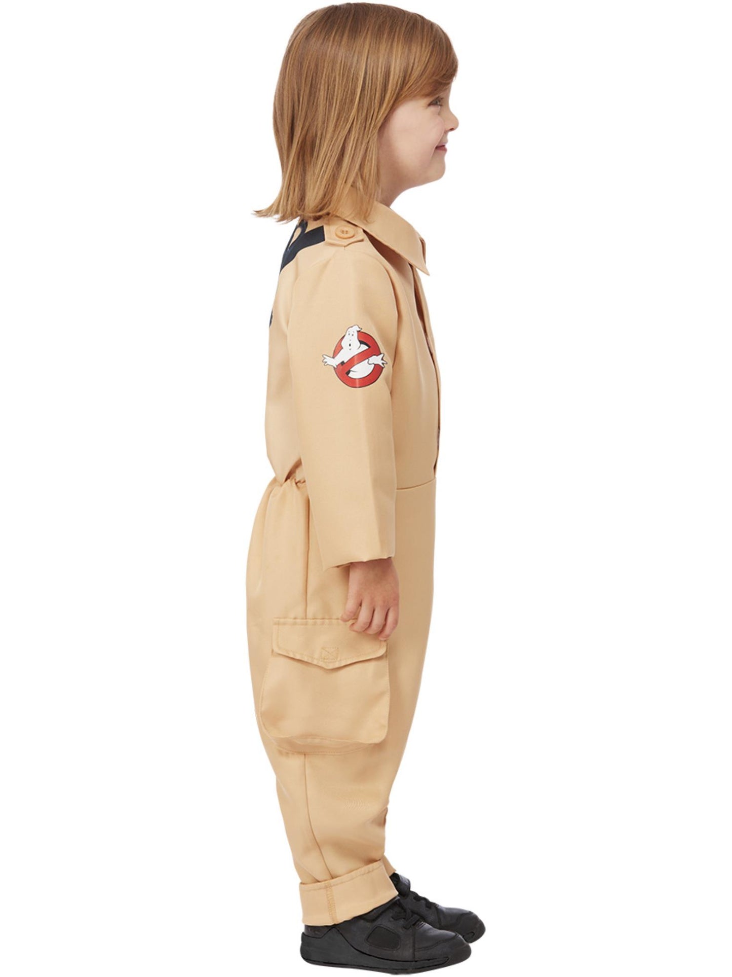 Smiffys Ghostbusters Kostüm für Kleinkinder mit aufgedrucktem Protonenrucksack – Seitenansicht