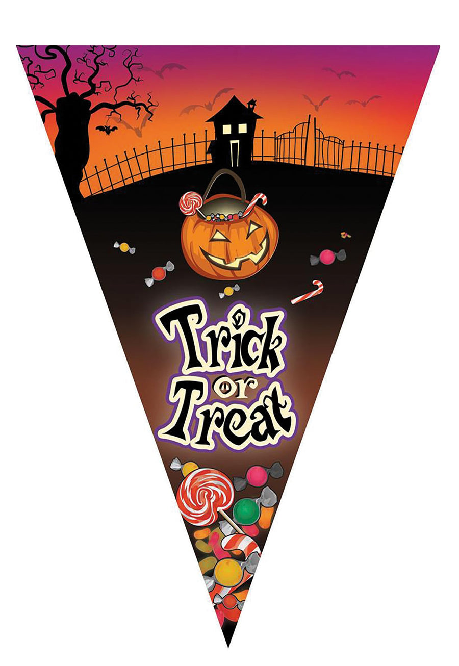 FunnyFashion Halloween-Folienbanner Trick or Treat – 5 m mit 10 Wimpeln
