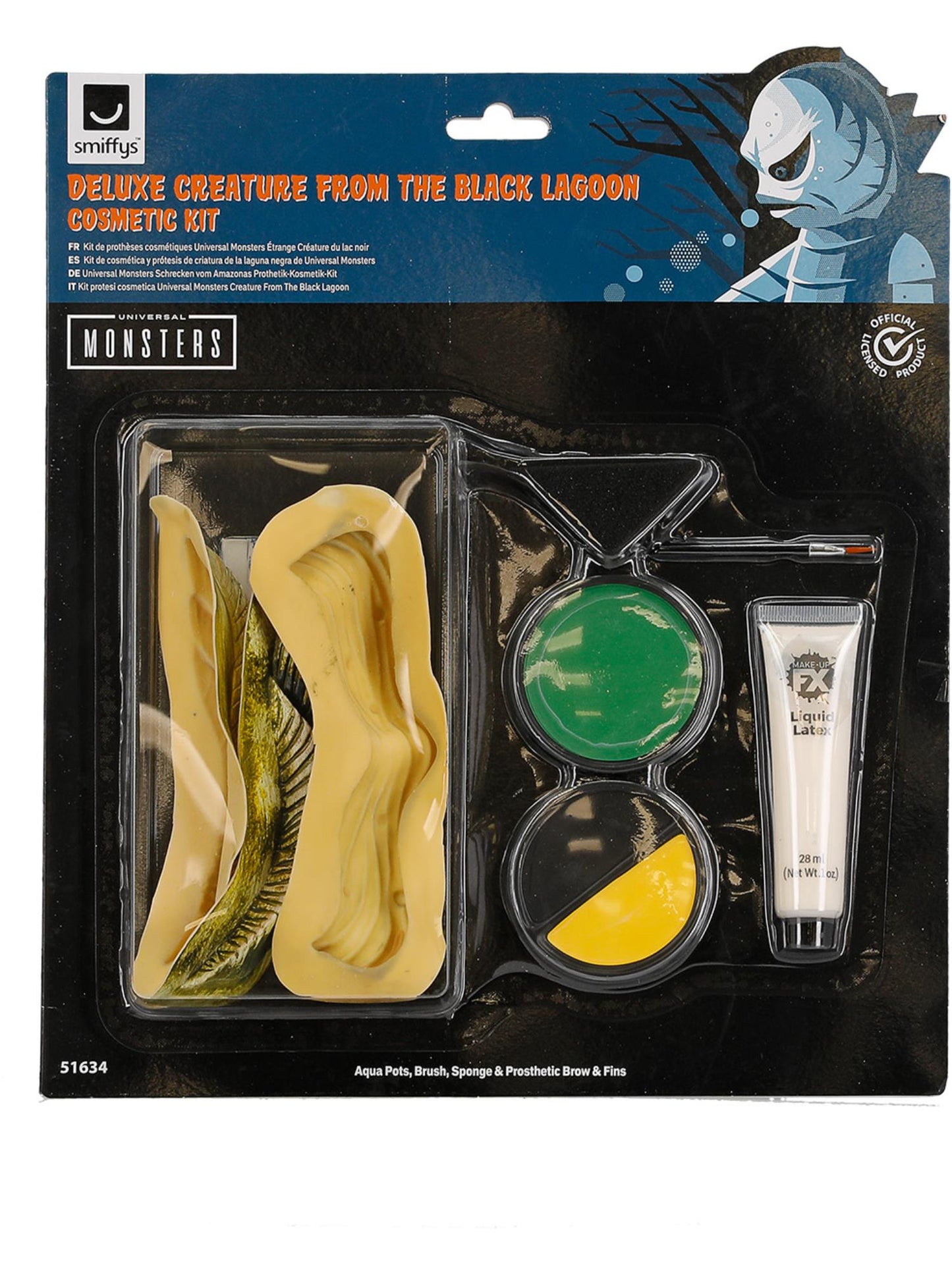 Smiffys Creature from the Black Lagoon Make-up-Set Lagoon Prosthetics Cosmetics Kit