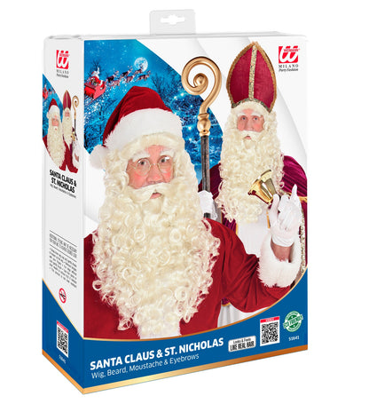 Weihnachtsmann und St. Nikolaus Perücke Luxus mit Bart und Augenbrauen