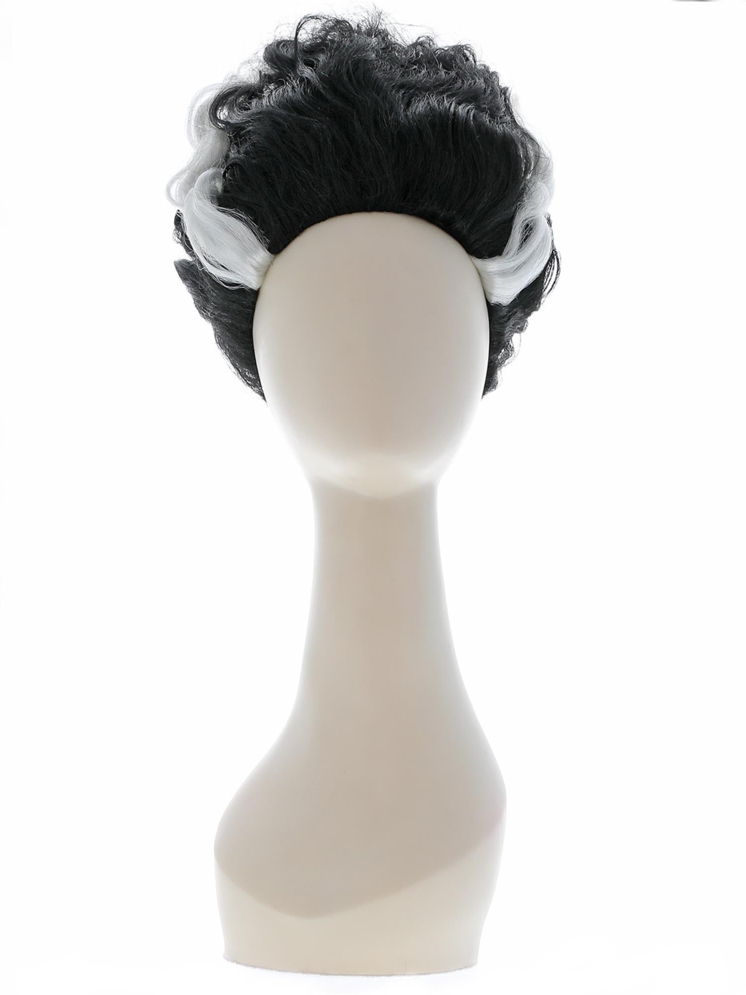 Smiffys Bride of Frankenstein Perücke für Mädchen, schwarz mit weissen Strähnen – Seitenansicht