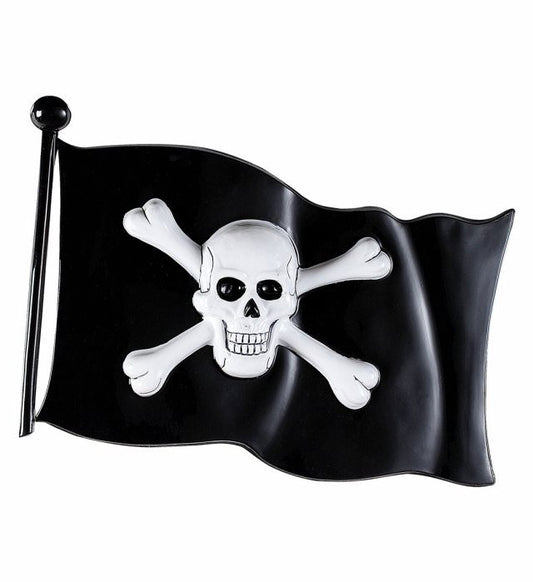 Piratenflagge aus Plastik mit klassischem Totenkopf-Design, 45 x 32 cm