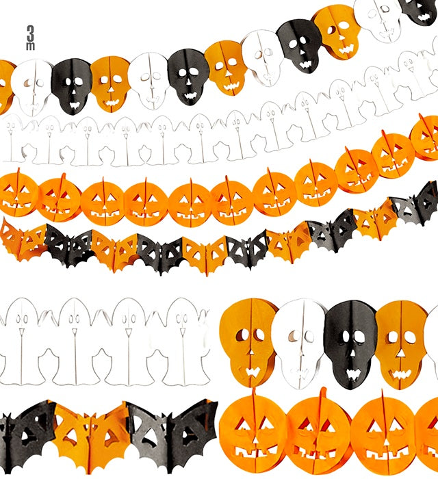Bunte Halloween-Girlande mit vier verschiedenen Tiermotiven aufgereiht