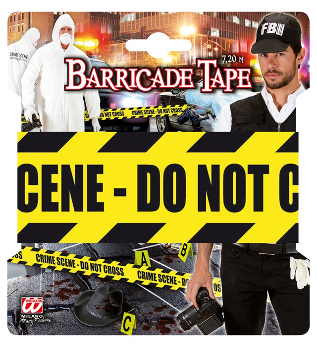 Schwarzes Absperrband mit gelbem Schriftzug Crime Scene Do Not Cross 7,20 Meter lang