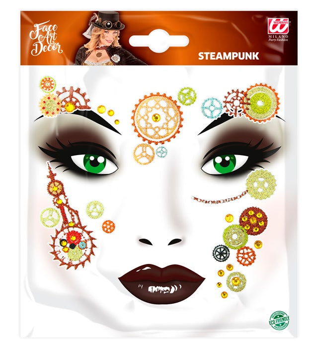 Steampunk Gesichtsaufkleber auf Haut, passend für Fasnacht und Mottopartys