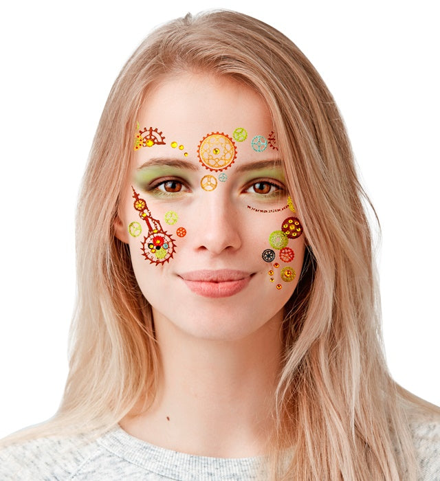 Steampunk Gesichtsaufkleber auf Haut, passend für Fasnacht und Mottopartys