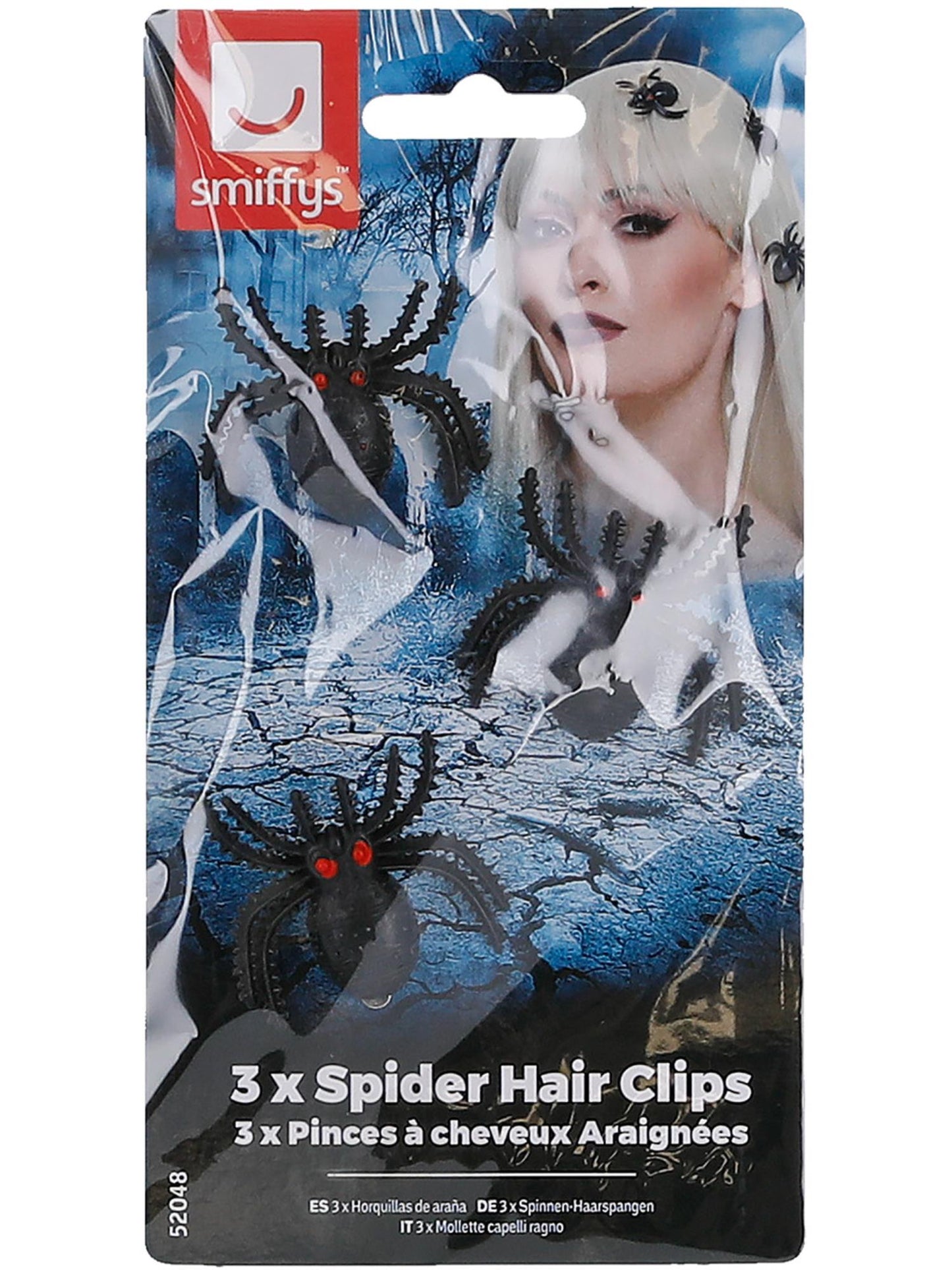 Smiffys Spider-Haarclips schwarz 3er-Set für Damen – Detailansicht