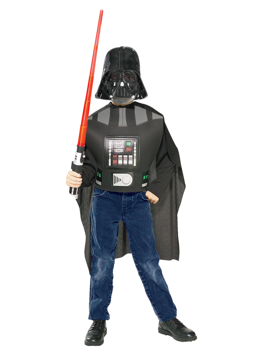 Darth Vader Kostümzubehör für Kinder von Rubies mit Maske, Umhang und Lichtschwert – Produktansicht