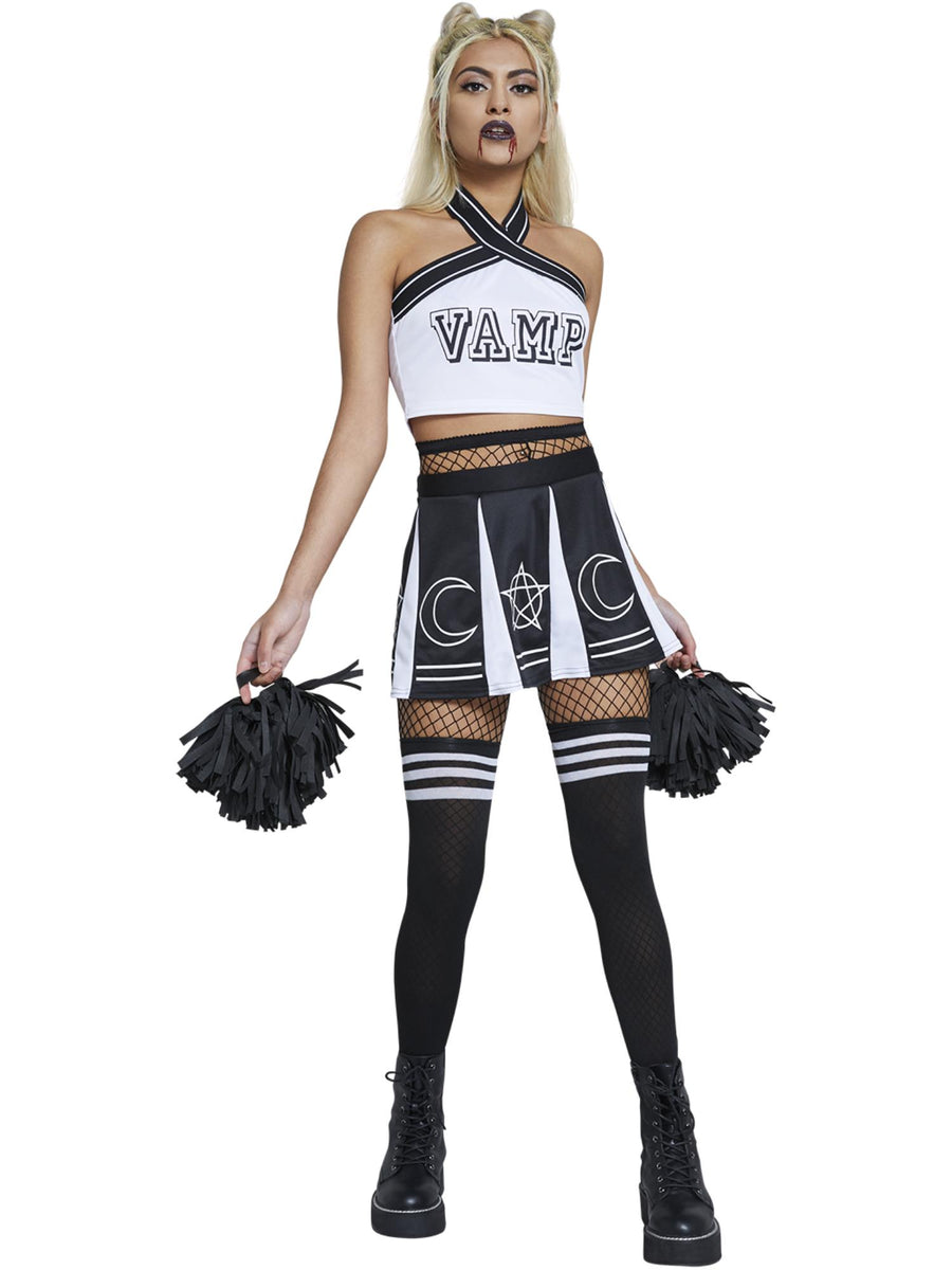 Smiffys VAMPIRE Vamp Cheerleader Kostüm für Damen in Schwarz und Weiss – Produktansicht